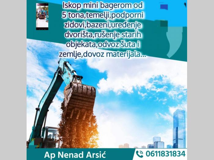 iskop mini bagerom od 5 tona besplatni mali oglasi